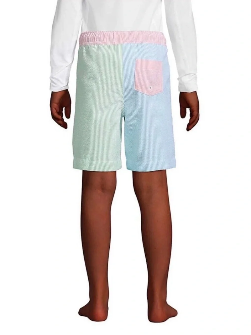 NWOT Lands’ End Boys Seersucker Volley Swimtrunks - Sz XXL (18-20)